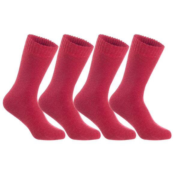 Men's 4 Pairs High Performance Wool Socks, Breathable & Lightweight Moisture Wicking Crew Socks for Hiking and Running LK0602 Size 6-9 (Red)
