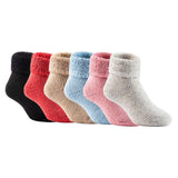 Lian LifeStyle Girl's 6 Pairs Extra Thick Wool Boot Socks Crew Plain Color LK01 (0Y-5Y)