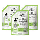 J.R. Watkins Gel Hand Soap Refill, Moisturizing Hand Wash, All Natural, Alcohol-Free, Cruelty-Free, Usa Made, Aloe Green Tea, 34 Fl Oz, 3 Pack