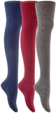 Meso Women's 3 Pairs Over Knee High Thigh High Cotton Socks JMYP1025-2 Size 6-9(Random Color)