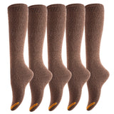 Lian LifeStyle Women's 5 Pairs Awesome Breathable Fancy and Cozy Knee High Cotton Boot Socks Size 6-9 (Coffee)