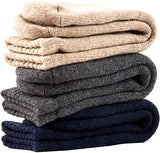 Lian LifeStyle Men's 3 Pairs Extra Thick Wool Blend Socks Diamond Size 9-11