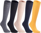 Lian LifeStyle Big Girl's & Women's 5 Pairs Knee High Wool Socks LFS05 Size 6-9