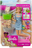 Barbie Play ‘n’ Wash Pets Playset with Blonde Doll, 3 Color-Change Animals