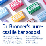 Dr. Bronner’s - Pure-Castile Bar Soap (Peppermint, 5 ounce) - Made with Organic Oils, For Face, Body and Hair, Gentle and Moisturizing, Biodegradable, Vegan, Cruelty-free, Non-GMO (5 Ounce, 8-Pack)