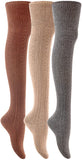 Meso Women's 3 Pairs Over Knee High Thigh High Cotton Socks JMYP1025-2 Size 6-9(Random Color)