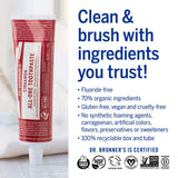 Dr. Bronnerâ€™s - All-One Toothpaste (Cinnamon, 5 ounce) - 70% Organic Ingredients, Natural and Effective, Fluoride-Free, SLS-Free, Helps Freshen Breath, Reduce Plaque, Whiten Teeth
