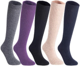 Lian LifeStyle Big Girl's & Women's 5 Pairs Knee High Wool Socks LFS05 Size 6-9