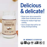 Dr. Bronner's - Regenerative Organic Coconut Oil (White Kernel, 14 Ounce) - Coconut Oil for Cooking, Baking, Hair & Body, Virgin, Unrefined & Fresh-Pressed, Mild Flavor, Versatile, Fair Trade, Vegan