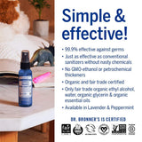 Dr. Bronner`s Magic Soaps Lavender Hand Sanitizer 2 Ounces Each 5-Packs