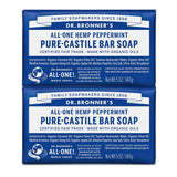 Dr. Bronner’s - Pure-Castile Bar Soap (Peppermint, 5 ounce) - Made with Organic Oils, For Face, Body and Hair, Gentle and Moisturizing, Biodegradable, Vegan, Cruelty-free, Non-GMO (5 Ounce, 8-Pack)