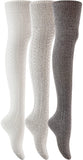 Meso Women's 3 Pairs Over Knee High Thigh High Cotton Socks JMYP1025-2 Size 6-9(Random Color)
