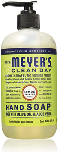 Mrs. Meyer's Clean Day Liquid Hand Soap, Cruelty Free and Biodegradable Formula, Lemon Verbena Scent, 12.5 oz 4-Packs