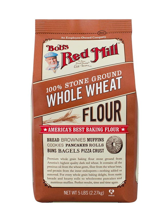 Bob's Red Mill Flour Whole Wheat, 5-pounds (Pack of4)