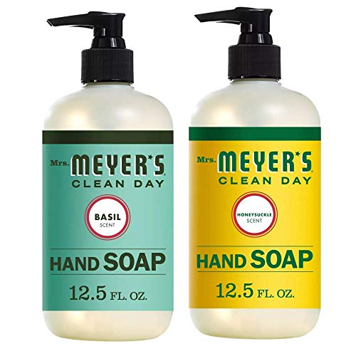 Mrs Meyers Clean Day Hand Soap- Honeysuckle Bundle With Basil Scent 12.5 fl oz (2 Bottles)