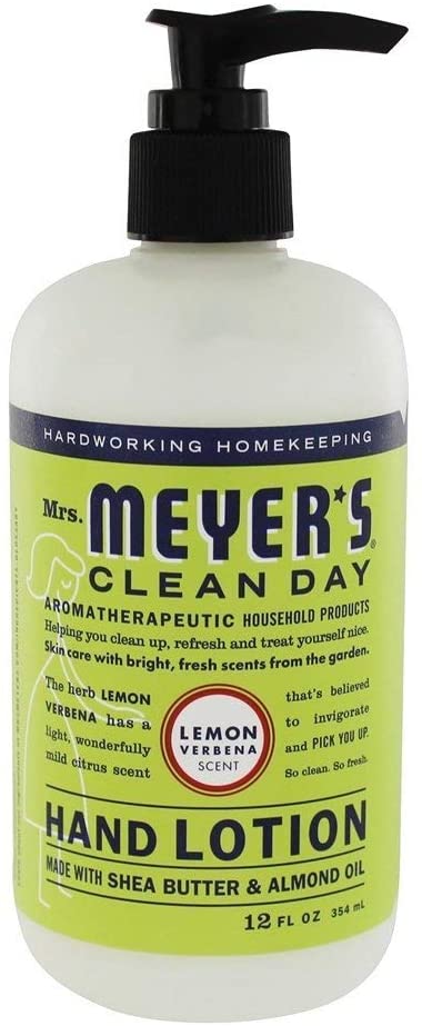 Mrs. Meyer's Clean Day Hand Lotion, Long-Lasting, Non-Greasy Moisturizer, Cruelty Free Formula, Lemon Verbena Scent, 12 oz