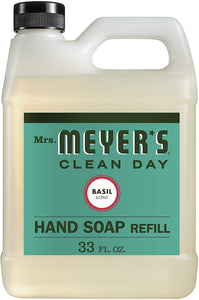Mrs. Meyer's Clean Day Liquid Hand Soap Refill, Cruelty Free and Biodegradable Formula, Basil Scent, 33 oz