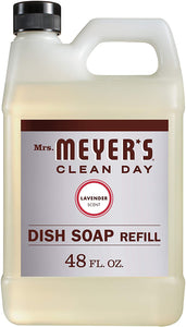 Mrs. Meyer's Clean Day Liquid Dish Soap Refill, Cruelty Free Formula, Lavender Scent, 48 oz 5-Packs