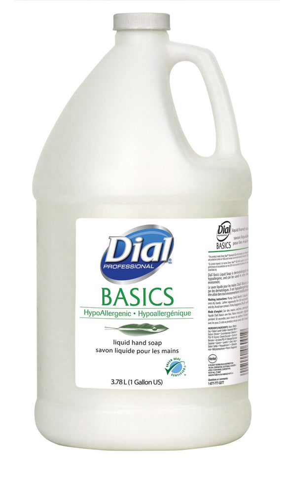 Dial 1325980 Basics Honeysuckle Floral White Pearl Hypoallergenic Liquid Hand Soap, 1 Gallon Bottle (Pack of 4)