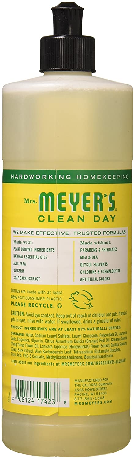 Mrs. Meyers Clean Day Liquid Dishwashing Soap, Honeysuckle, 16 oz-4Packs