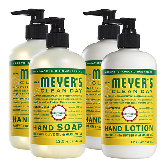 2 Packs Liquid Hand Soap 12.5 OZ, 2 Packs Hand Lotion 12 OZ, Honey Suckle, 4-Packs