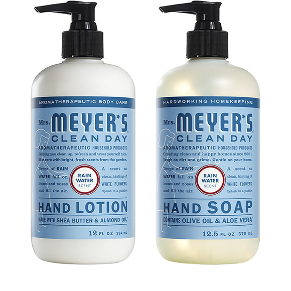 1 Pack Liquid Hand Soap 12.5 OZ, 1 Pack Hand Lotion 12 OZ, Rainwater, 2-Packs