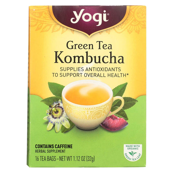 Yogi Tea Co Organic Kombucha Green Tea - 16 bags per pack - 6 packs per case.