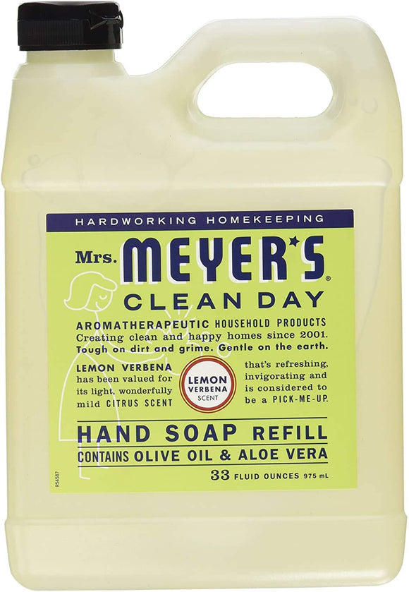 Mrs. Meyers Liquid Hand Soap Refill Lemon Verbena 33 Ounces (4 Pack)