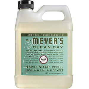 Mrs. Meyer's Basil Scent Liquid Hand Soap Refill Bottle, 33 Fl oz 4-Pack