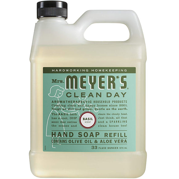 Mrs. Meyer's Basil Scent Liquid Hand Soap Refill Bottle, 33 Fl oz 5-Pack