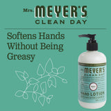 Mrs. Meyer's Clean Day Hand Lotion, Long-Lasting, Non-Greasy Moisturizer, Cruelty Free Formula, Basil Scent, 12 oz 5-Packs