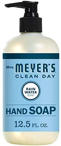 Mrs. Meyer's Clean Day Liquid Hand Soap, Cruelty Free and Biodegradable Formula, Rain Water Scent, 12.5 oz 5-Packs
