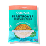 Outer Aisle Gourmet Cauliflower Sandwich Thins | Keto, Gluten Free, Low Carb & Paleo | Jalapeno 6-Packs