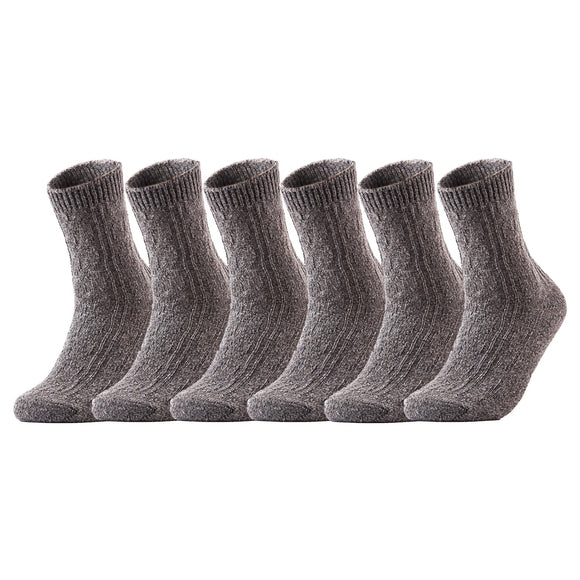 Women's 6 Pairs Ultralight Extra Comfortable Cozy Wool Crew Socks. Sweat Absorbent Great Activewear Size 6-9 HR1613(Grey)