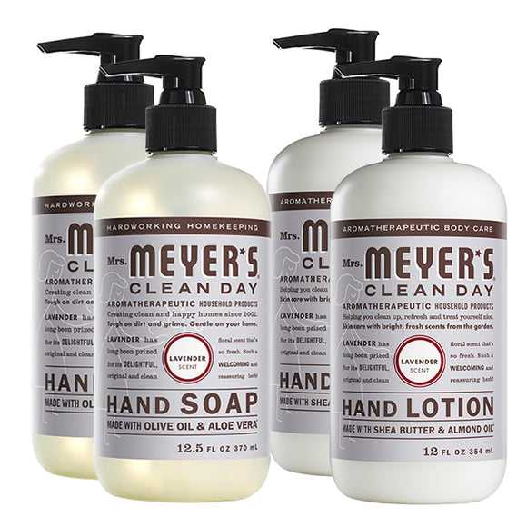 2 Packs Liquid Hand Soap 12.5 OZ, 2 Packs Hand Lotion 12 OZ, Lavender, 4-Packs