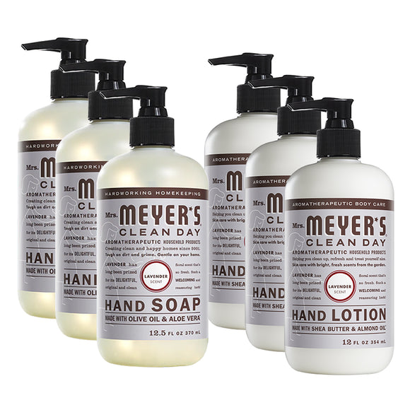 3 Packs Liquid Hand Soap 12.5 OZ, 3 Packs Hand Lotion 12 OZ, Lavender, 6-Packs