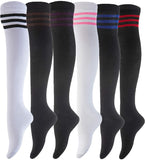Lovely Annie Women's 6 Pairs Over-the-Knee Thigh High Knee High Cotton Socks Size 6-9