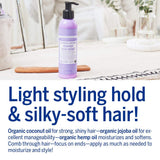 Organic Hair Cream, Lavender and Coconut, Leave-In Conditioner, Styling Cream, Made with Organic Oils, Hair Cream Supports Shine and Strength, Nourishes Scalp, Pack of 1, 6 Fl OZ Per Pack