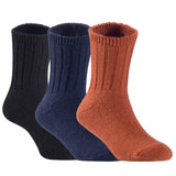 Children's Durable, Stretchable, Thick & Warm Wool Crew Socks. Perfect as Winter Snow Sock and All Seasons FS01, 3 Pair, Size 4Y-6Y, Black, Navy, Coffee