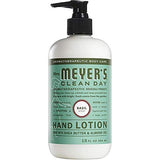 Mrs. Meyers Clean Day Hand Lotion, 1 Pack Basil, 1 Pack Rainwater, 12 OZ each