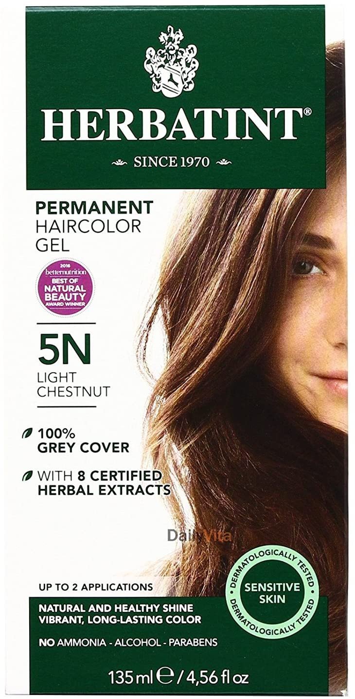 Permanent Hair Color Light Chestnut, Fuller Look, 100% Grey Cover, Certified Herbal Extracts, Natural & Healthy Shine Vibrant, Long Lasting Color, Pack of 3, 4.56 Fl OZ Per Pack