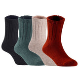 Children's Durable, Stretchable, Thick & Warm Wool Crew Socks. Perfect as Winter Snow Sock and All Seasons FS01, 4 Pair, Size 4Y-6Y, Black, DarkGrey, Biege, Wine
