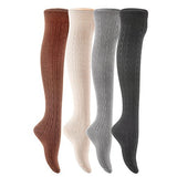 Lovely Annie Big Girl's 4 Pairs Over Knee High Thigh High Thigh High Cotton Socks Size L/XL