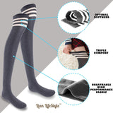 Lian LifeStyle Big Girls' Women's 4 Pairs Thigh High Cotton Socks L1022 Size 6-9