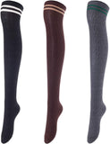 Lovely Annie Women's 3 Pairs Over Knee High Thigh High Cotton Socks Size 6-9 A1023