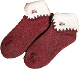 Lian LifeStyle Big Girl's 4 Pairs Thick Angora Wool Crew Wool Socks Casual Floral Size L/XL (Assorted)