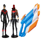 Toys DC Multiverse Red Hood and Nightwing 7" Action Figure Multipack + Super Soaker Twin Tide, Pack of 2