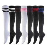 Lovely Annie Women's 6 Pairs Over-the-Knee Thigh High Knee High Cotton Socks Size 6-9