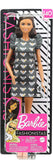 Barbie Fashionistas Doll #140 with Long Brunette Hair Wearing Mouse-Print Dress, Pink Booties & Sunglasses, Toy for Kids 3 to 8 Years Old