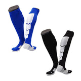 Lian LifeStyle Gorgeous Women's 1 2 Pair Long Athletic Football Soccer Socks Sport Tube Socks M XL0032-(Blue, Black)